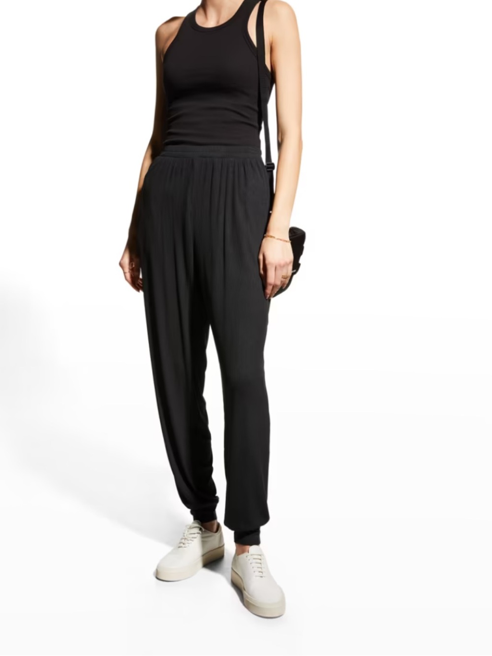 ALO Yoga Black Ribbed Whisper High-Waist Joggers
